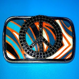 Black crystal peace belt buckle
